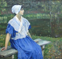 Mädchen am Teich (Porträt von N.M. Nesterova, 1923)